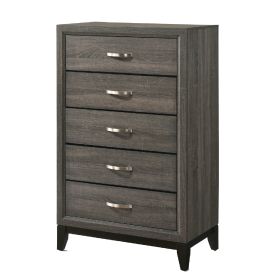 Five Drawer Chest With Tapered Feet, Weathered Gray