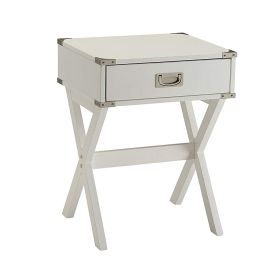 Square End Table, White