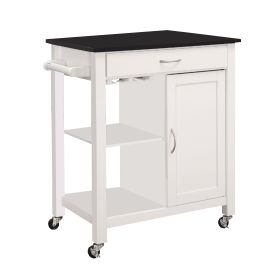 Kitchen Cart With Wooden Top, Black & White