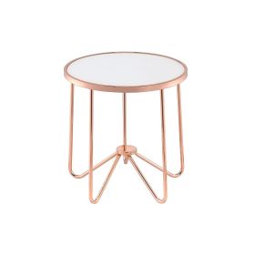 Alivia End Table, Frosted Glass & Rose Gold