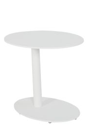 Modern Metal Outdoor Side Table With Oval Top and Base, White