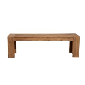 Himaru 3 Seater Bench, Premium Acacia Wood with Light Brown Finish, T Shape Legs, 58 inch