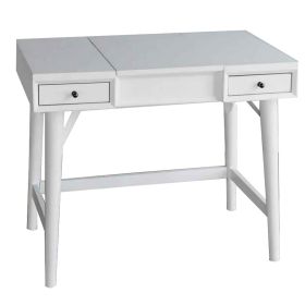 2 Drawer Vanity Desk with Flip Top Mirror and Storage Compartment, White