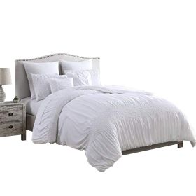 Hamburg 7 Piece King Size Comforter Set with Textured Details The Urban Port, White