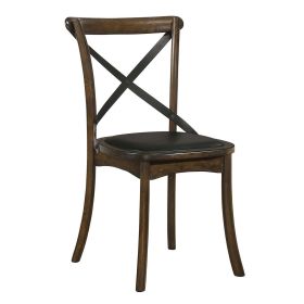 Wooden Crossback Side Chairs with Saber Legs, Set of 2, Brown