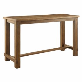 Bar Height Table, 60 Inch Rectangular Top, Thick Block Legs, Brown