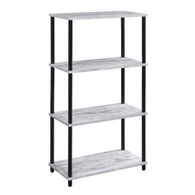 4 Tier Design Bookshelf with Metal Tubular Legs, Antique White