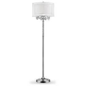 Twisted Crystal Accent Floor Lamp with Dual Fabric Shade, Clear