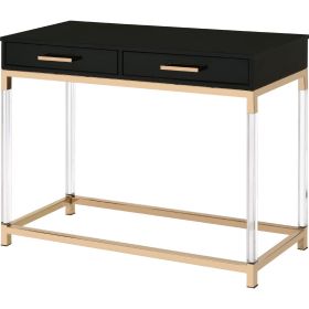 Metal Base Framed Console Table, Black and Gold
