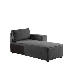 Modular Chaise with Piped Stitch and Loose Pillow Back, Gray