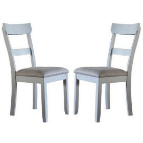 Side Chair with Fabric Seat and Open Back, Set of 2, Beige