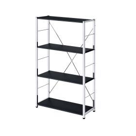 Bookshelf with X Shaped Crossbar Support, Black and White