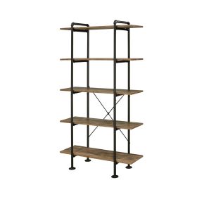 Bookcase with Metal Pipe Design and 5 Tier Shelves, Brown
