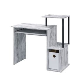 Computer Desk with Built In Bookshelf, Antique White and Black, Antique White and Black