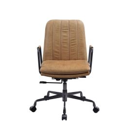 Office Chair with Channel Tufting, Rum and Black