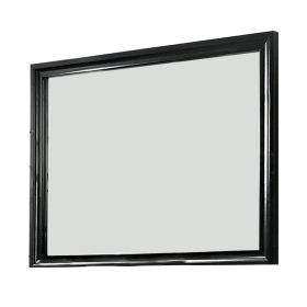 Mirror with Wooden Frame and Molded Detail, Black