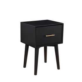 End Table with 1 Drawer and Angled Legs, Black