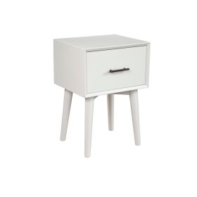End Table with 1 Drawer and Angled Legs, White