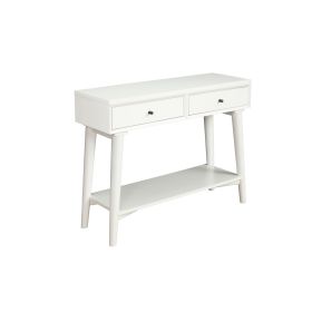 Console Table with 2 Drawers and Angled Legs, White