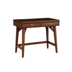 Writing Desk with 2 Drawers and Angled Legs, Walnut Brown