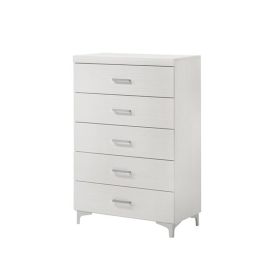 Chest with 5 Drawers and Wooden Frame, White