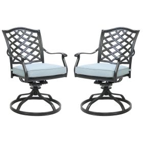 Wynn Outdoor Metal Dining Swivel Chair, Set of 2, Light Blue