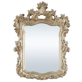 56 Inch Wall Mirror, Ornate Carving, Champagne Gold