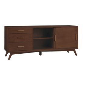Ian 50 Inch TV Media Entertainment Center, 3 Drawers, 2 Doors, Walnut Brown
