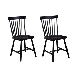 Ray 18 Inch Dining Side Chair, Rubberwood, Windsor Back, Set of 2, Black