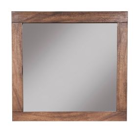 37 x 40 Rectangular Dresser Mirror, Mahogany Wood, Rustic Brown Frame