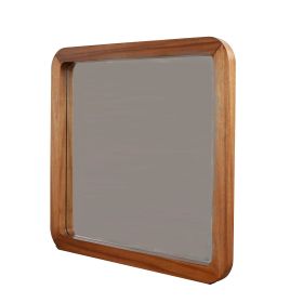 Neo 37 x 40 Rectangular Dresser Mirror, Mahogany Wood, Rich Honey Brown