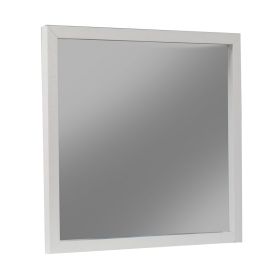 Rexi 37 x 40 Rectangular Dresser Wall Mirror, Mahogany Wood, White Frame