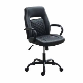 Ida 26 Inch Ergonomic Office Chair, Faux Leather Swivel Seat, Black, Gray