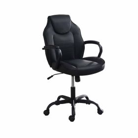 Rue 27 Inch Ergonomic Office Chair, Vegan Faux Leather Swivel Seat, Black