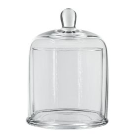 Set of 2 Large Glass Serving Platters with Dome and Finial Handle, Clear