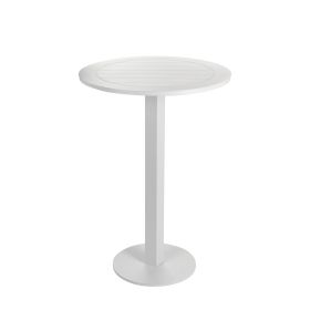 Keli 43 Inch Outdoor Bar Table, White Aluminum Frame, Foldable Design
