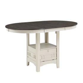 Glee 42-60 Inch Extendable Counter Height Table, Antique White and Brown