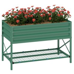 40" x 20" x 10" Raised Garden Bed for Flowers and Vegetables, Metal Raised Flower Beds with Legs, 37 gallons, Green