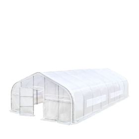 20' x 40' Tunnel Greenhouse Grow Tent w/12 Mil Ripstop Leno Mesh Cover, Cold Frame, Roll-up Windows, Peak Ceiling Roof, TMG-GH2040