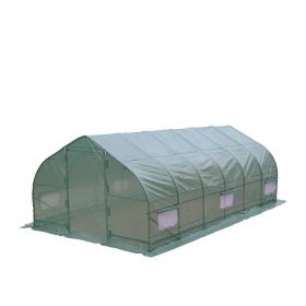 10' x 20' Tunnel Greenhouse Grow Tent w/Ripstop Leno Cover, Cold Frame, Roll-Up Mesh Windows, Peak Roof, TMG-GH1020P