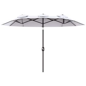 9.5' Double-Sided Patio Umbrella, Large Outdoor Market Umbrella with Push Button Tilt, Crank, 12 Ribs, for Garden, Deck, Pool
