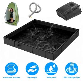 Foldable Camping Shower Pan, 41" Portable Shower Base with Drainage Pipe, Collapsible Outdoor Shower Tub for Camping, RV, Hiking, Indoor & Outdoo