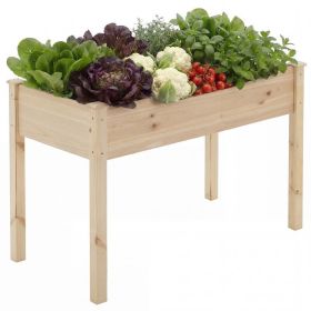 Raised Garden Bed - Cedar Planter with Non-Woven Liner, Bottom Drainage, 30-Inch Height, 48 x 24 x 30 in Sizes for Outdoor Plants, Wood