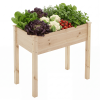 Raised Garden Bed - Cedar Planter with Non-Woven Liner, Bottom Drainage, 30-Inch Height, 34 x 18 x 30 in Sizes for Outdoor Plants, Wood