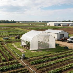 11.5' X 10' X 6.5' Walk-in Tunnel Greenhouse White with Zippered Mesh Door 7 Mesh Windows Roll-up Sidewalls Galvanized Steel Hoops