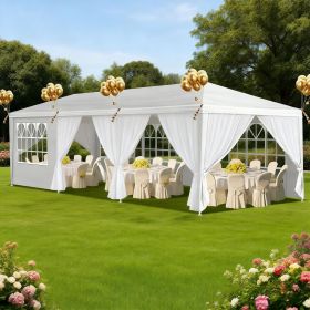 1 Set of 10'x30' Party Tent Canopy for Outdoor Weddings, Heavy-Duty Waterproof Event Shelter with Removable Sidewalls, Ideal for Parties, Booths