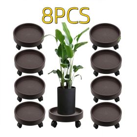 8 Pack Plant Caddy with Wheels Heavy Duty 12.2 Inch Plant Dolly  Casters Rolling Plant Stand for Indoor Outdoor, Brown