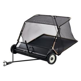 52 in Tow Behind Lawn Sweeper, 26 cu.ft. Large Yard Sweeper, Adjustable Sweeping Height, Heavy Duty Leaf & Grass Collector with Dumping Rope