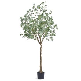 Artificial Eucalyptus Tree, 6 FT Tall Faux Plant, Secure PE Material & Anti-Tip Tilt Protection Low-Maintenance Plant