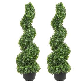 2 pcs. Artificial Boxwood Tower Topiary Spiral Artificial Plant 91cm high Decorative Plant Green Plastic PE Iron Topiary Plants incl. 10 pcs. Rep